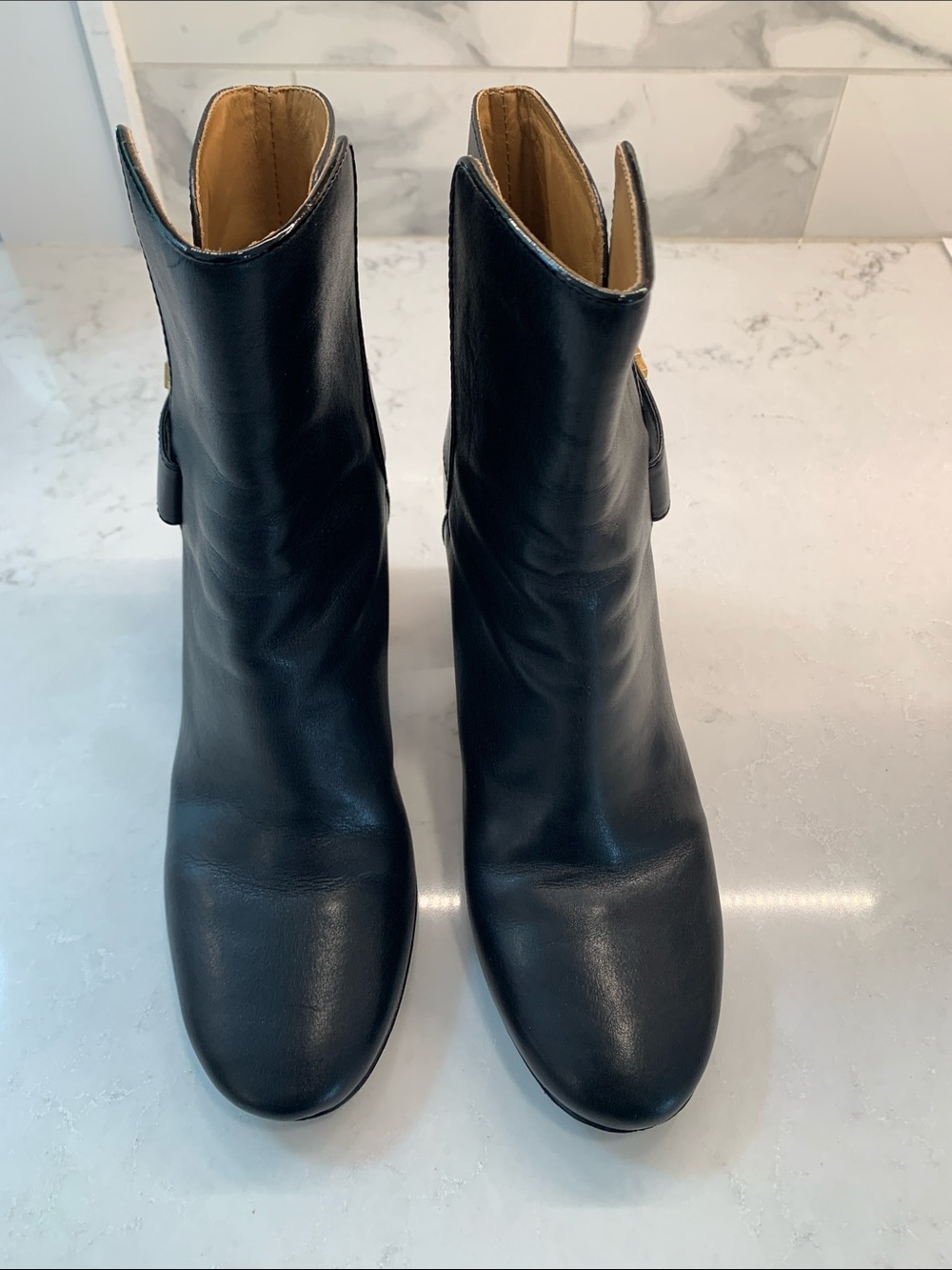 Tory Burch Leather Ankle Boots with Gold Accent Size 7 - Picture 4 of 9